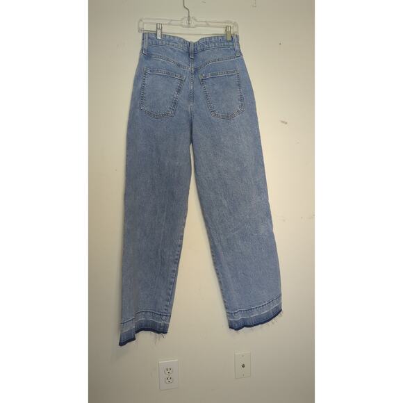 Retro Utility Streetwear High-rise Wide Straight Leg Raw Hem Jeans 6R - Picture 8 of 8